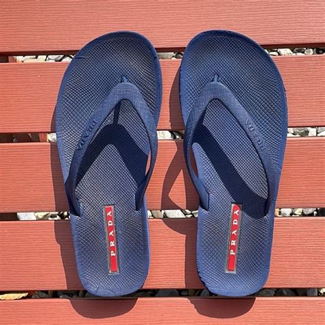 prada saffiano rubber flip flops|Prada flip flops for sale.